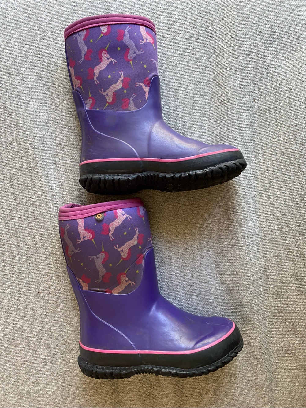 Bogs Purple Unicorn Rain Boots with Pink Accents